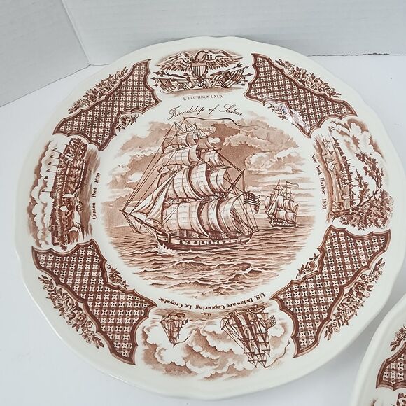 Fair Winds The Friendship of Salem Dinner Plate Alfred Meakin Staffordshire 2 Pc - Picture 2 of 8